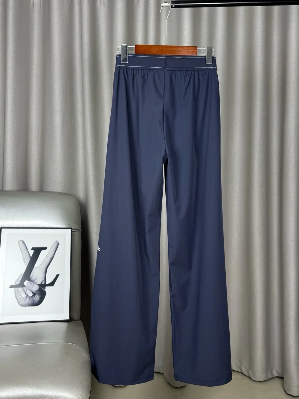 ALO Yoga Navy Wide-Leg Straight Pants